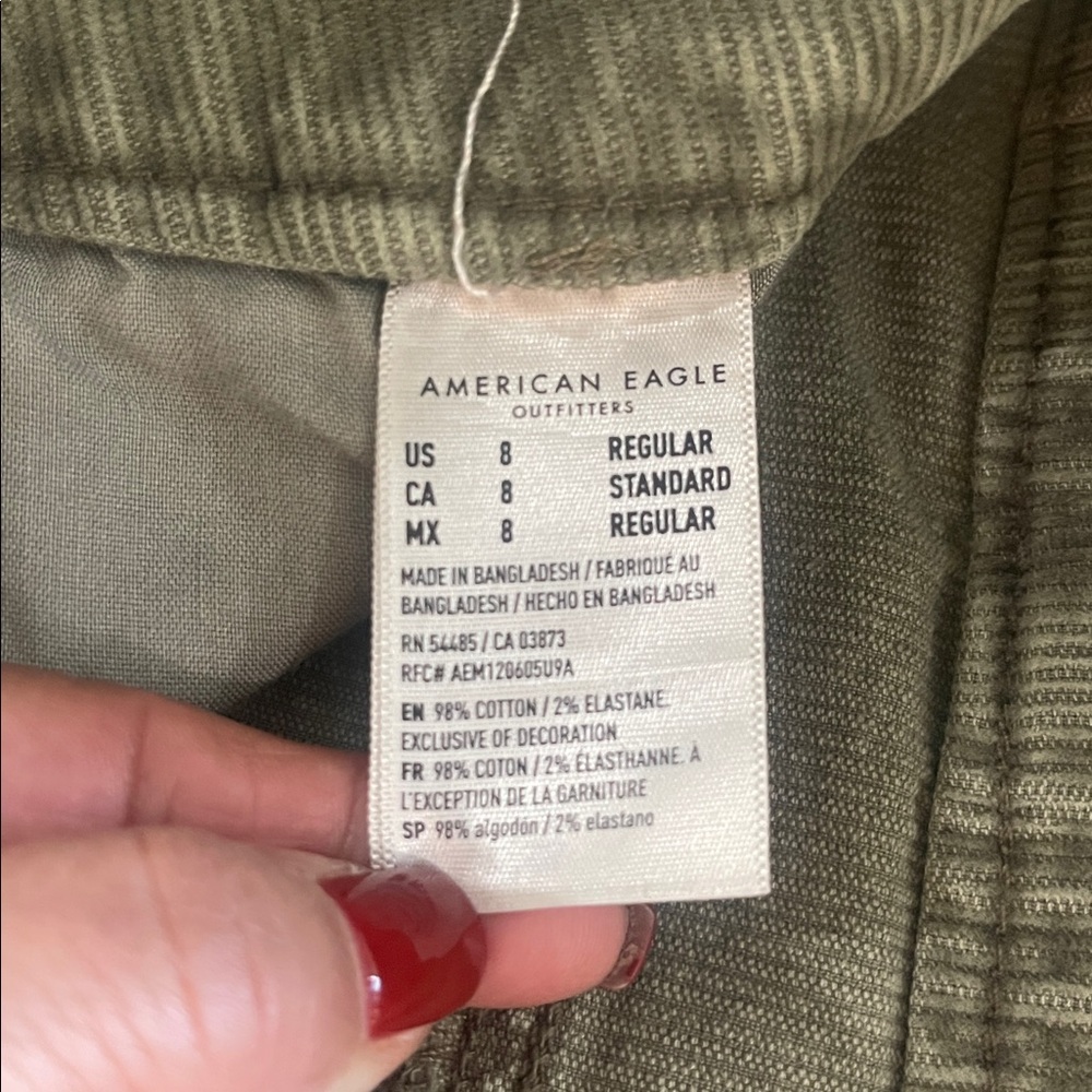 American Eagle Corduroy pants Super Stretch high waisted wide leg olive green 8 - Picture 6 of 16